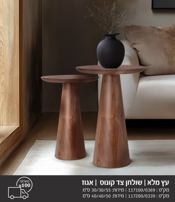 שולחן צד קונוס אגוז
